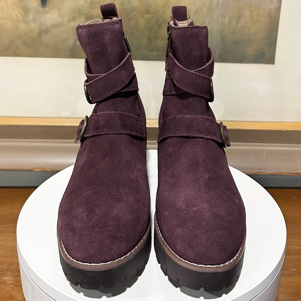 Blondo Wine Suede Buckle Ankle Boots - Picture 6 of 15